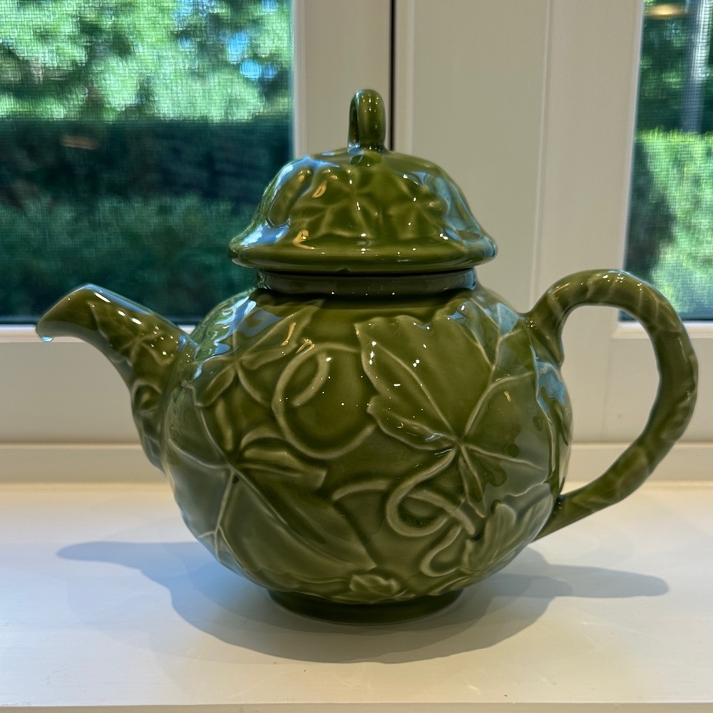 Vintage Franciscan Ivy Embossed Bright Green Teapot Portugal 4 Cups - Picture 3 of 16